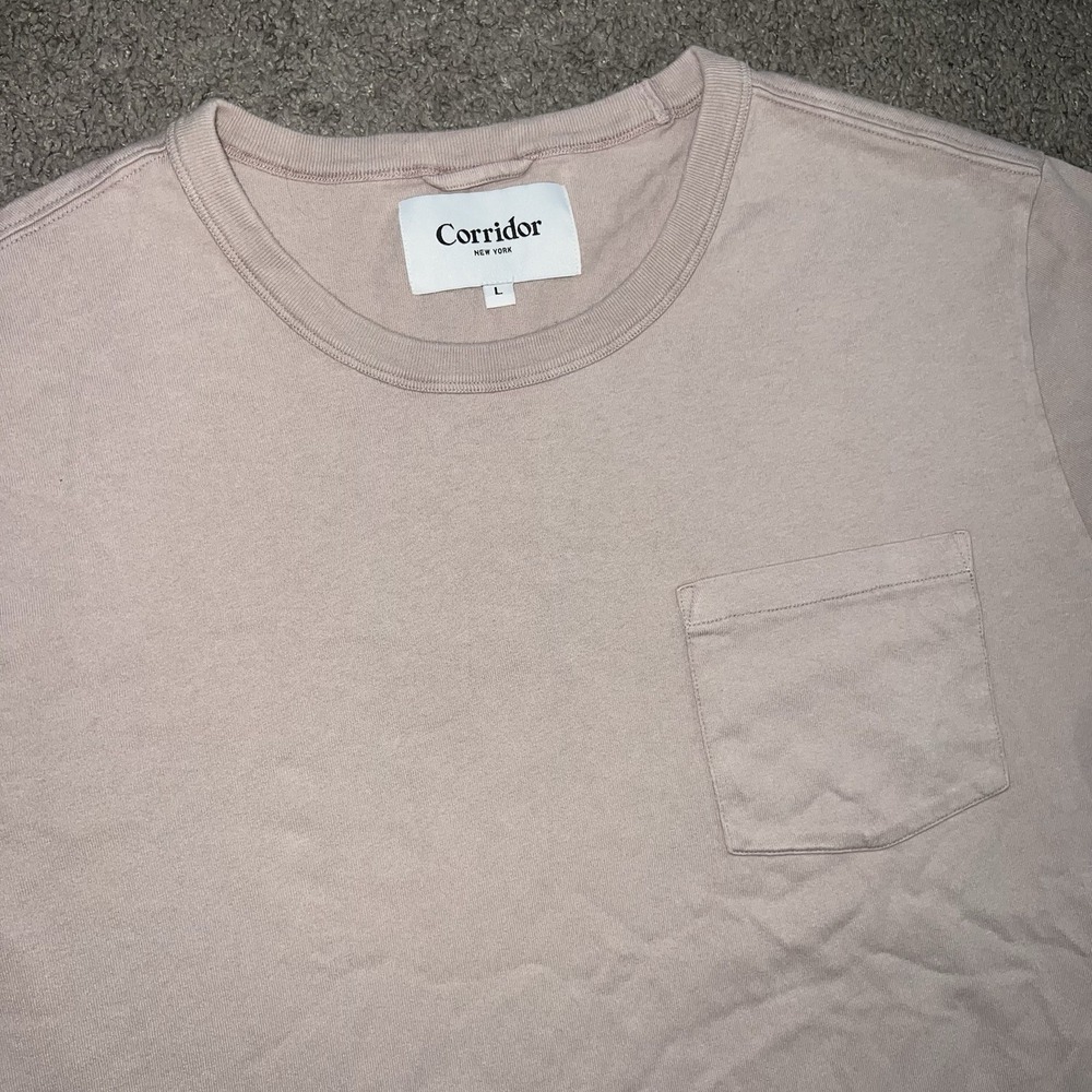 Corridor New York Garment Dyed Pocket T Shirt Mens Large Pink Slub Tee
